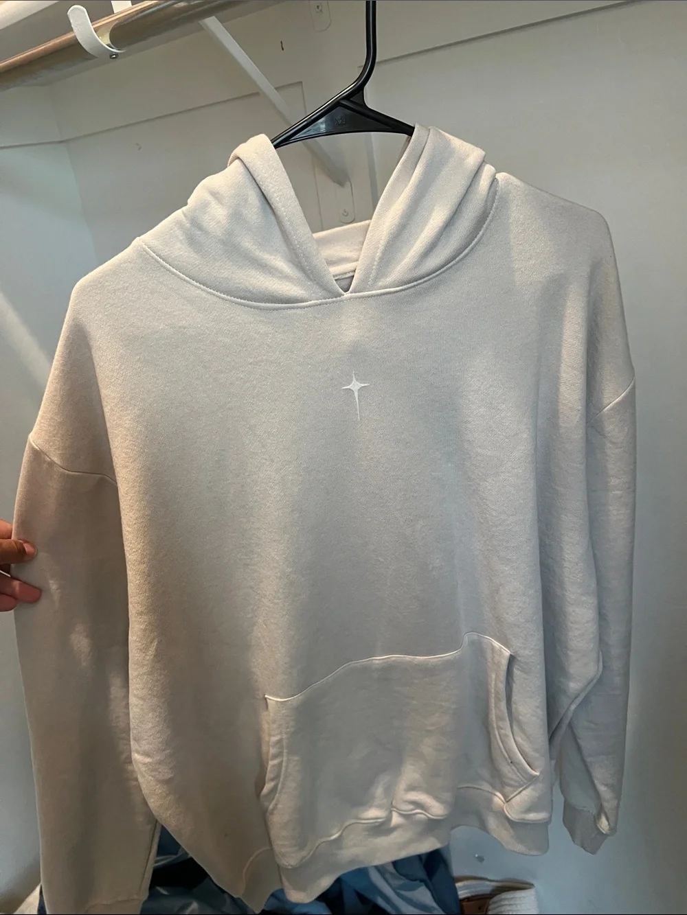 AMIRI Cream Crewneck Hoodie with Subtle Star Logo